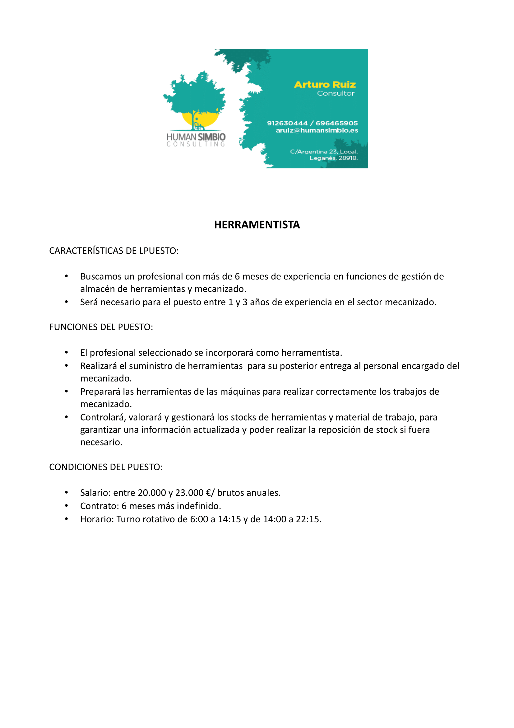 Herramentista en Arganda del Rey