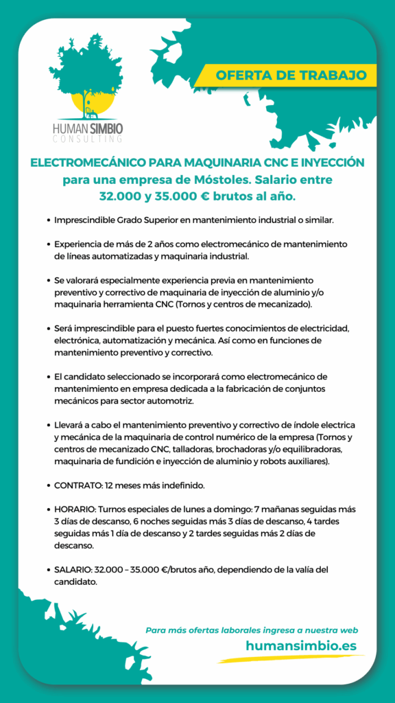 Electromecánico maquinaria CNC e inyección