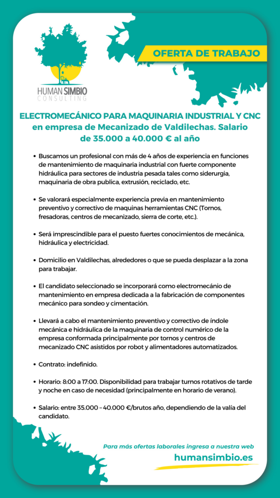 Electromecánico para maquinaria industrial y cnc