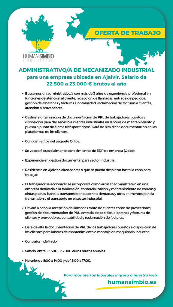 Administrativo/a de empresa de mecanizado industrial