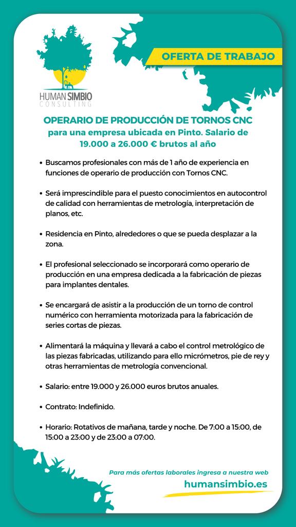Operario de producción de tornos cnc