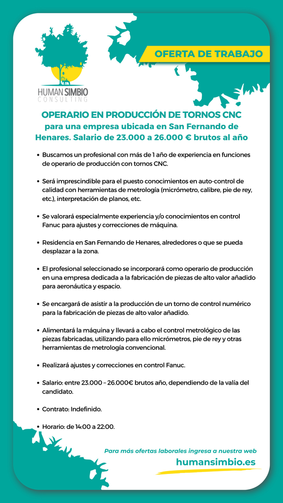 Operario en producción de tornos cnc
